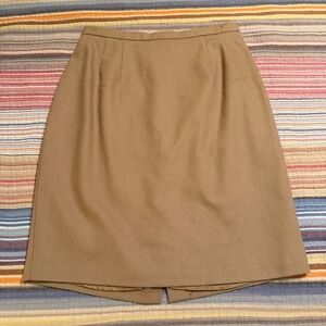 Vintage Requirements Women Tan 100% Wool Fully‎ Lined Pencil Skirt Size 16